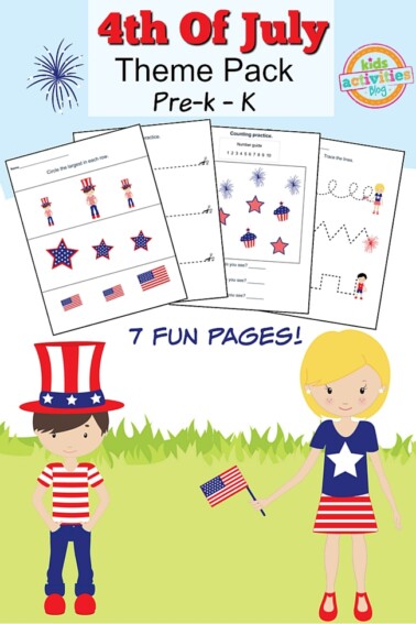4th of July Printable Preschool Worksheet Pack