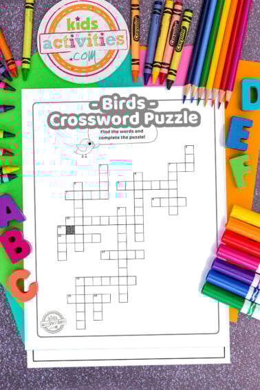 Colorable printable birds crossword puzzle