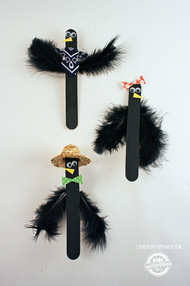 How to Make Craft Stick Crows by Amanda Formaro