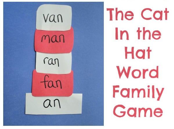 Dr Seuss Game from Simple Play Ideas - build a cat hat in this word game craft