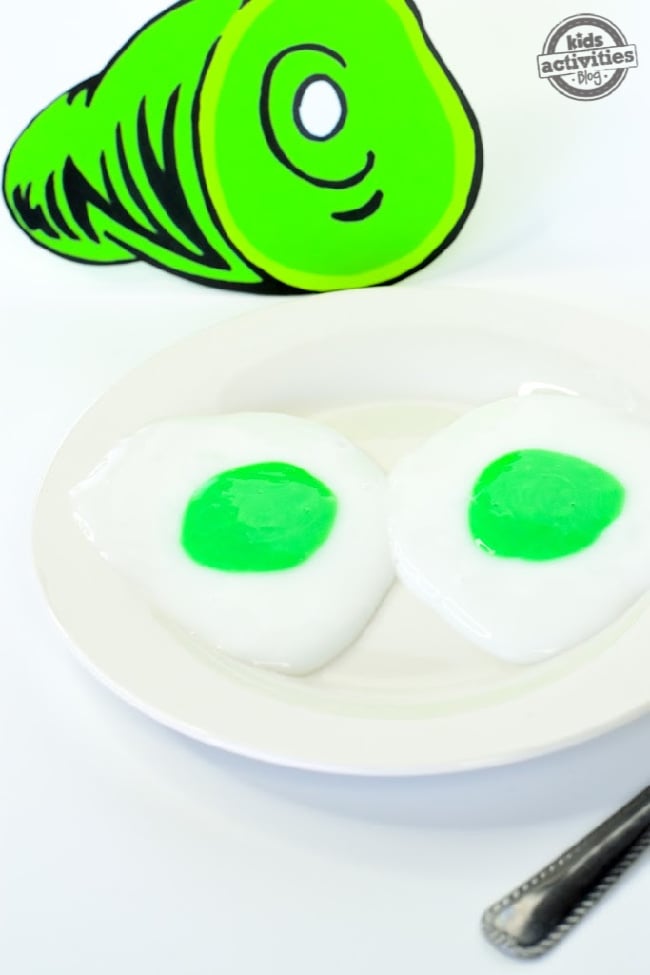 Green eggs and ham slime activity for kids inspired by Dr Seuss legendary book - Kids Activities Blog