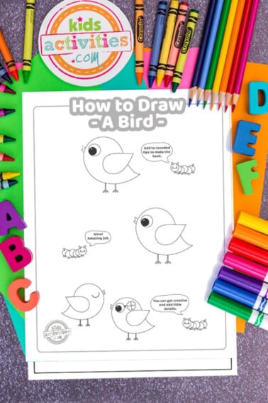 how to draw a bird free printable