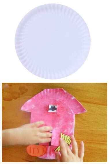 Red Barn craft made from paper plate - Kids Activities Blog feature
