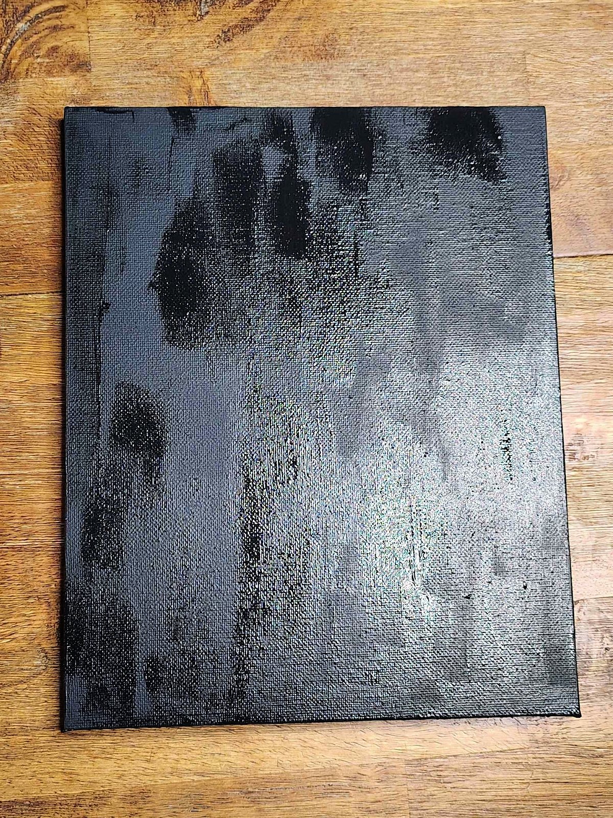 Snowman Craft- Step 1- Canvas painted black- Kids Activities Blog