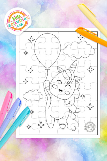 Unicorn Puzzle Coloring Page
