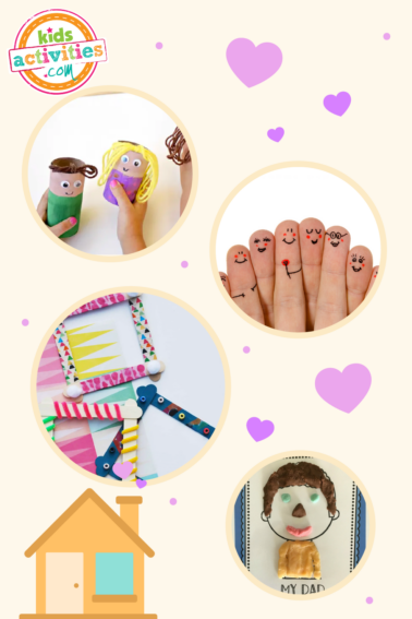 Image shows a compilation of family preschool activities from different sources.