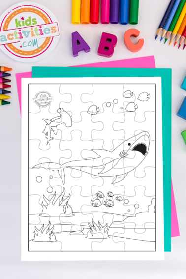 Shark color & cut printable