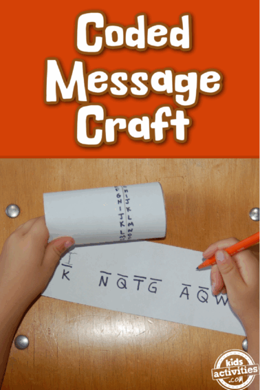 Coded Message Craft- child decoding a secret message with a decoder and pencil- kids activities blog