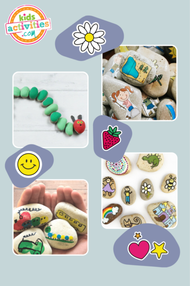 Image shows a compilation of story stone ideas and games from different sources.