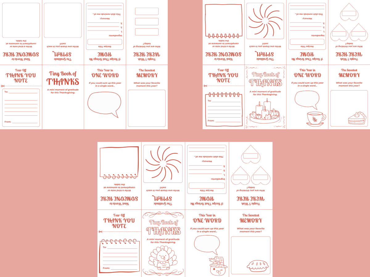 Thanksgiving zine blank with simple colors and images- kids activities blog
